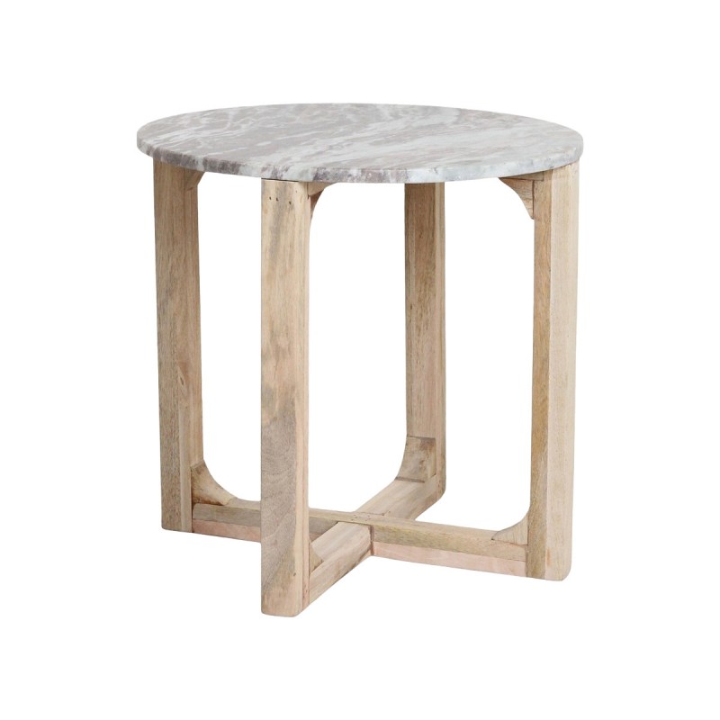 SIDE TABLE MARBLE FANTASY BROWN TEAK BASE 50